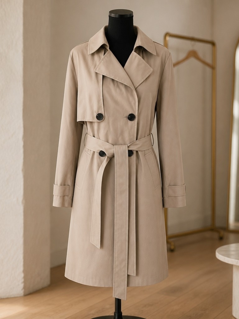 Halogen Belted Trench Coat Women's Size XL Hooded Brown Notch Lapel